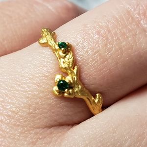 925 Sterling Silver Plant Leaf Flowers Branch 18k